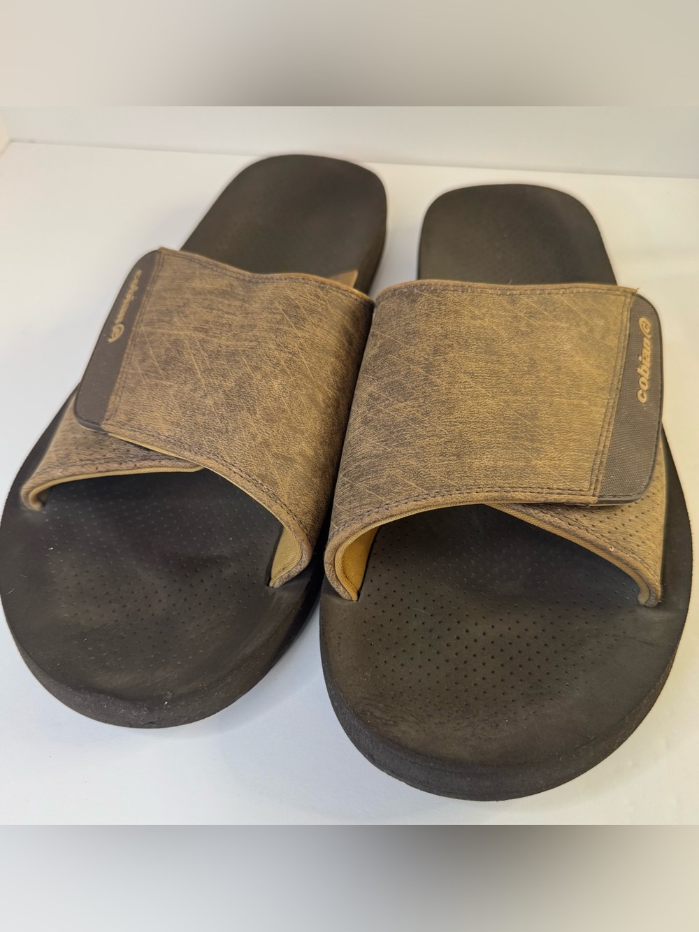 Cobian ARV 2 Men’s Brown Leather Adjustable Comfort Slide Sandal Size 12 *READ*